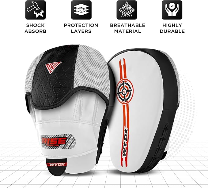 WYOX Curved Boxing Punch Mitts – Boxing Pads Training Set, Punching Mitts for Adults, Kickboxing Pads, Muay Thai Pads, Karate Pads, MMA Training Equipment, Martial Arts Focus Pads