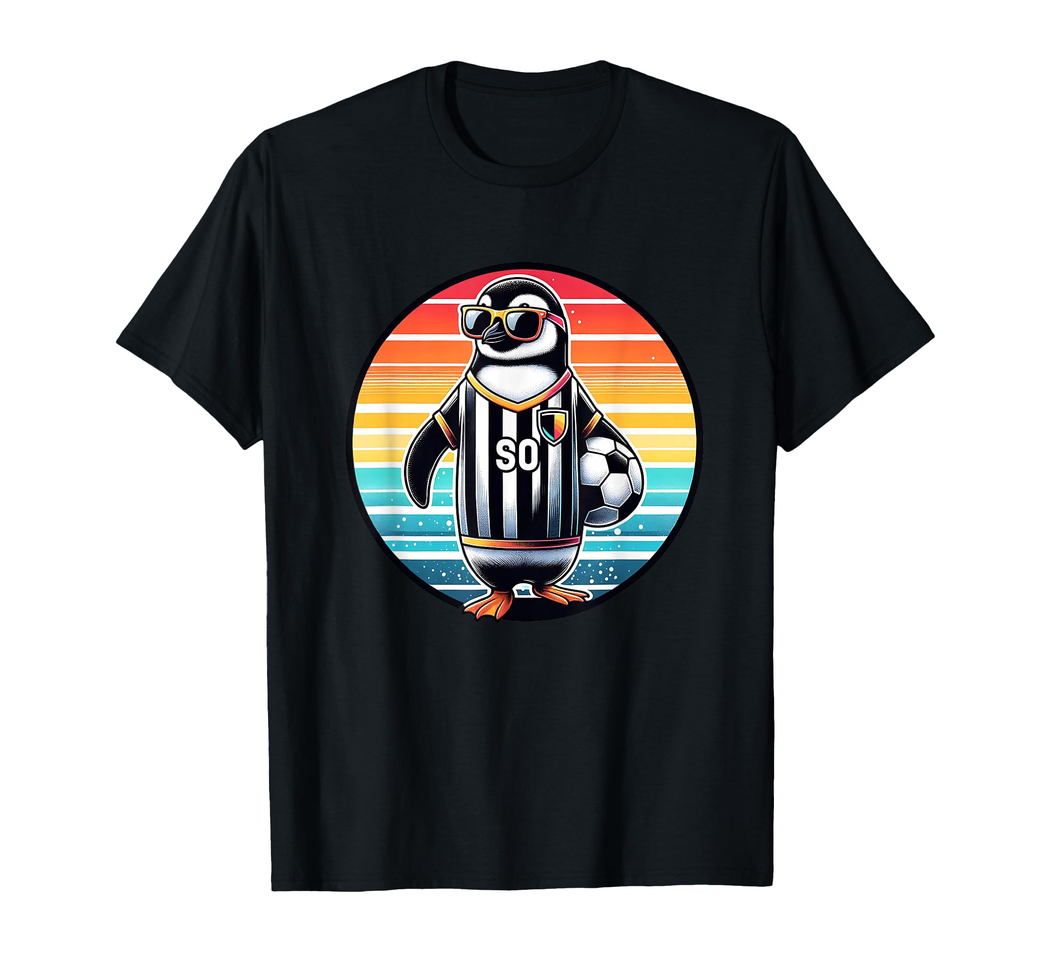 Penguin Bird Soccer Player Ball T-Shirt - Casual Everyday Wear for Adults