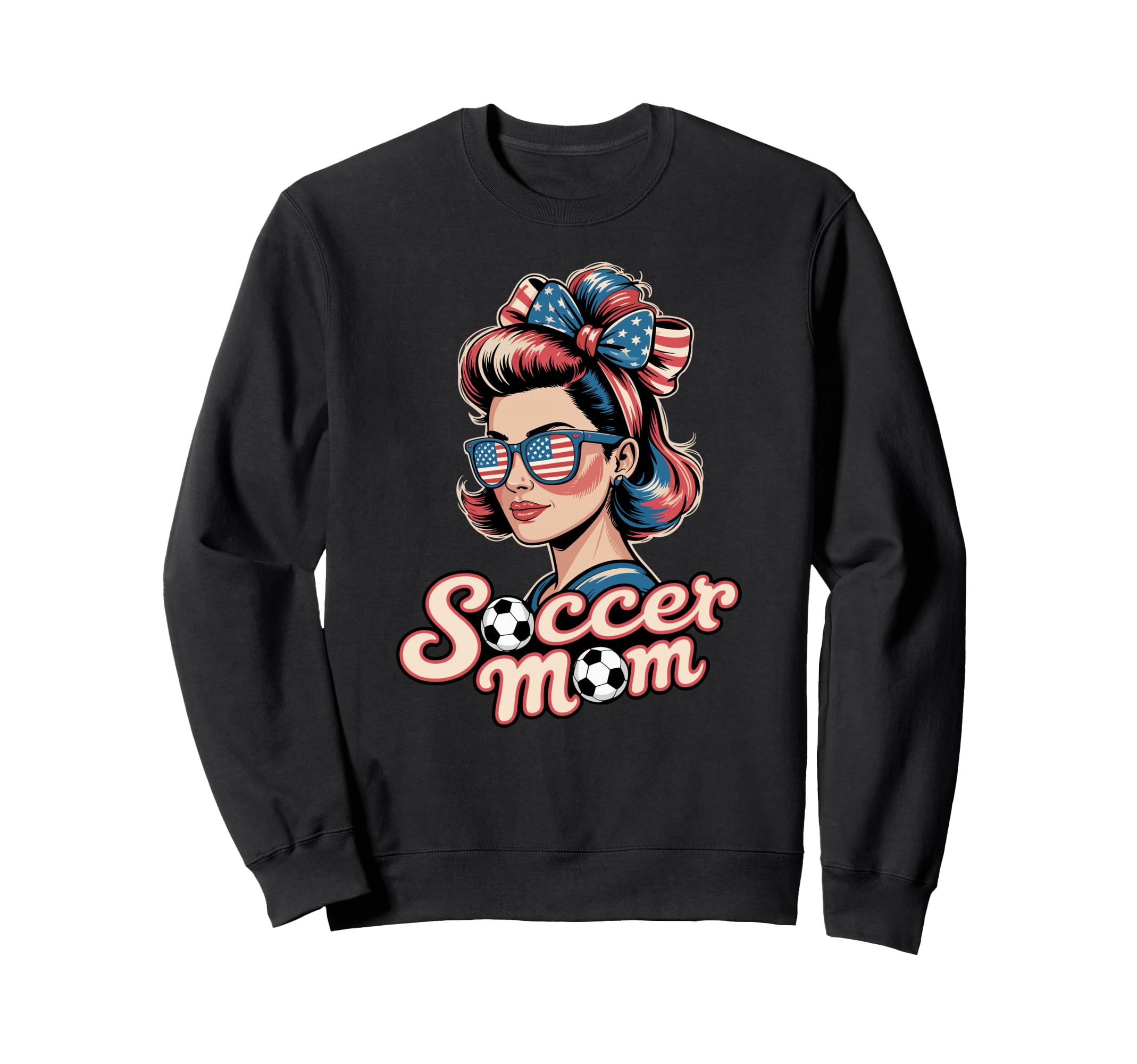 Patriotic Soccer Mom American Flag Sweatshirt - Graphic Print Men Women