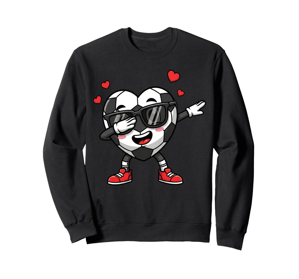 Dabbing Soccer Heart Valentine Love Sweatshirt - Minimalist Print Unisex
