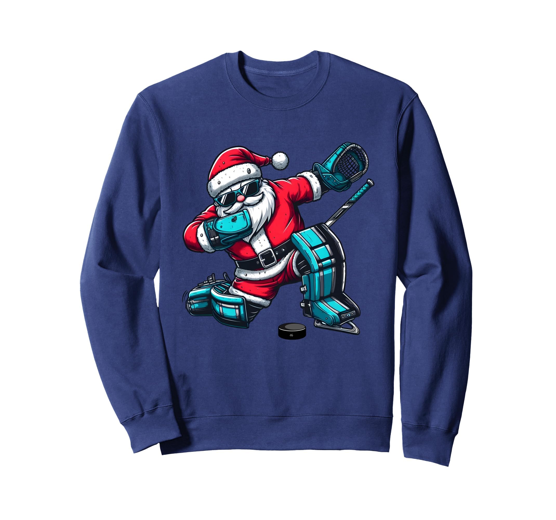 Santa Dabbing Hockey Goalie Sweatshirt - Casual Everyday Wear Unisex