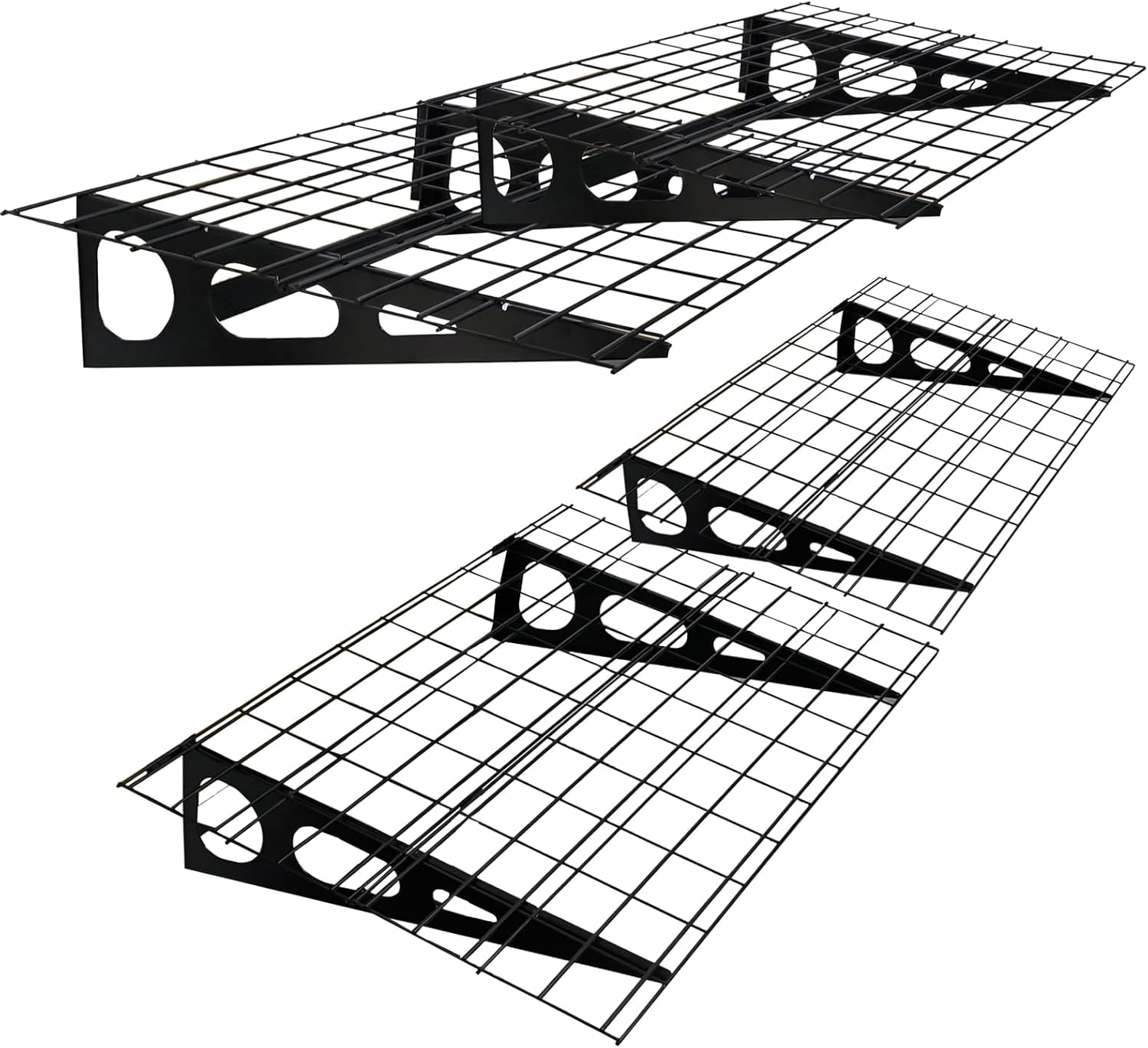 2 Pack 2x6 FT Garage Shelving Wall Mounted, 24x70 inch Floating Shelves, Heavy Duty Storage Rack, Black 440lbs Each Floor Bearing
