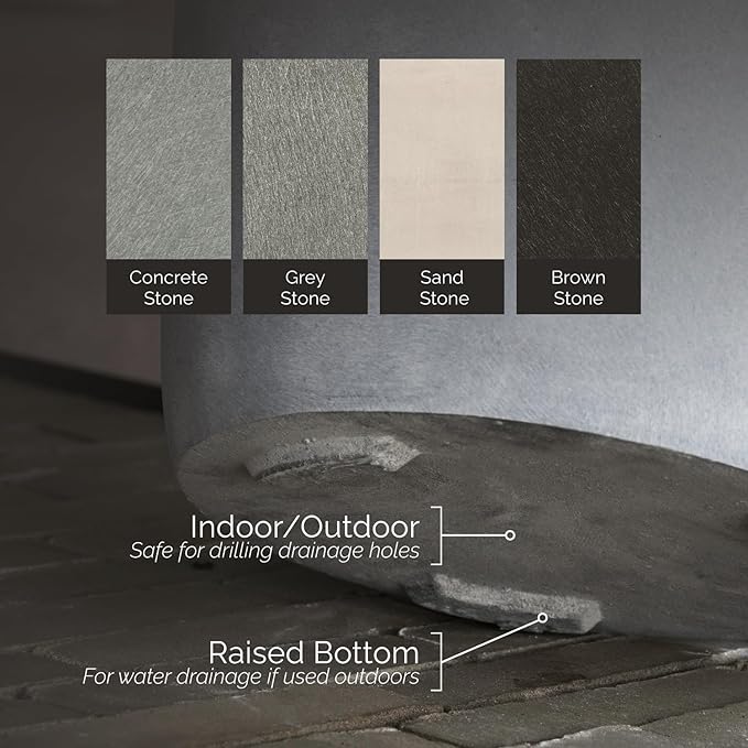 Reglito Cube Planter – Fiberglass Indoor/Outdoor and Weather-Resistant Large Planter (Concrete Stone, 19.7" L x 19.7" W x 20.3" H)