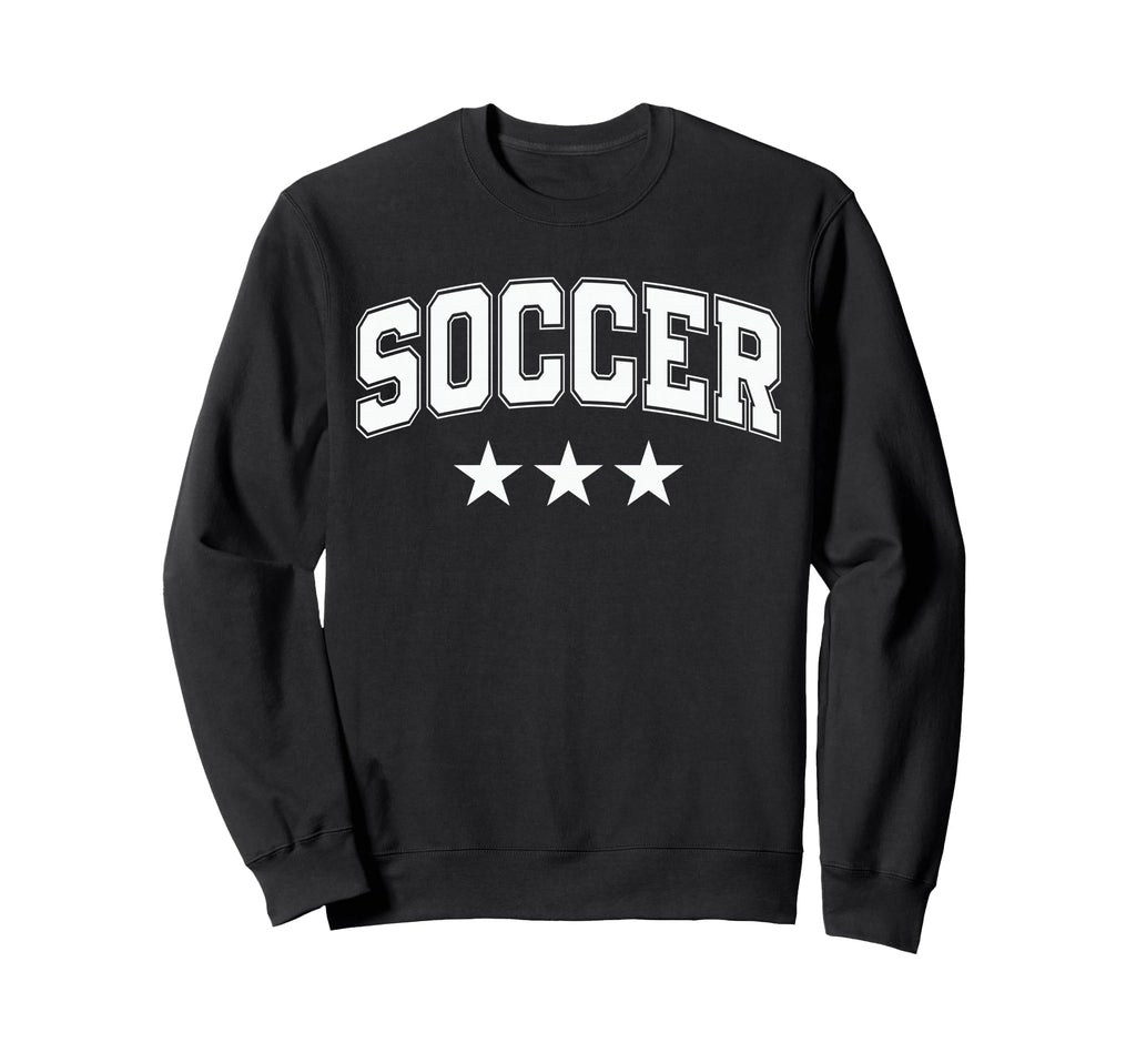 Soccer All White Stars Text Sweatshirt - Minimalist Print Unisex