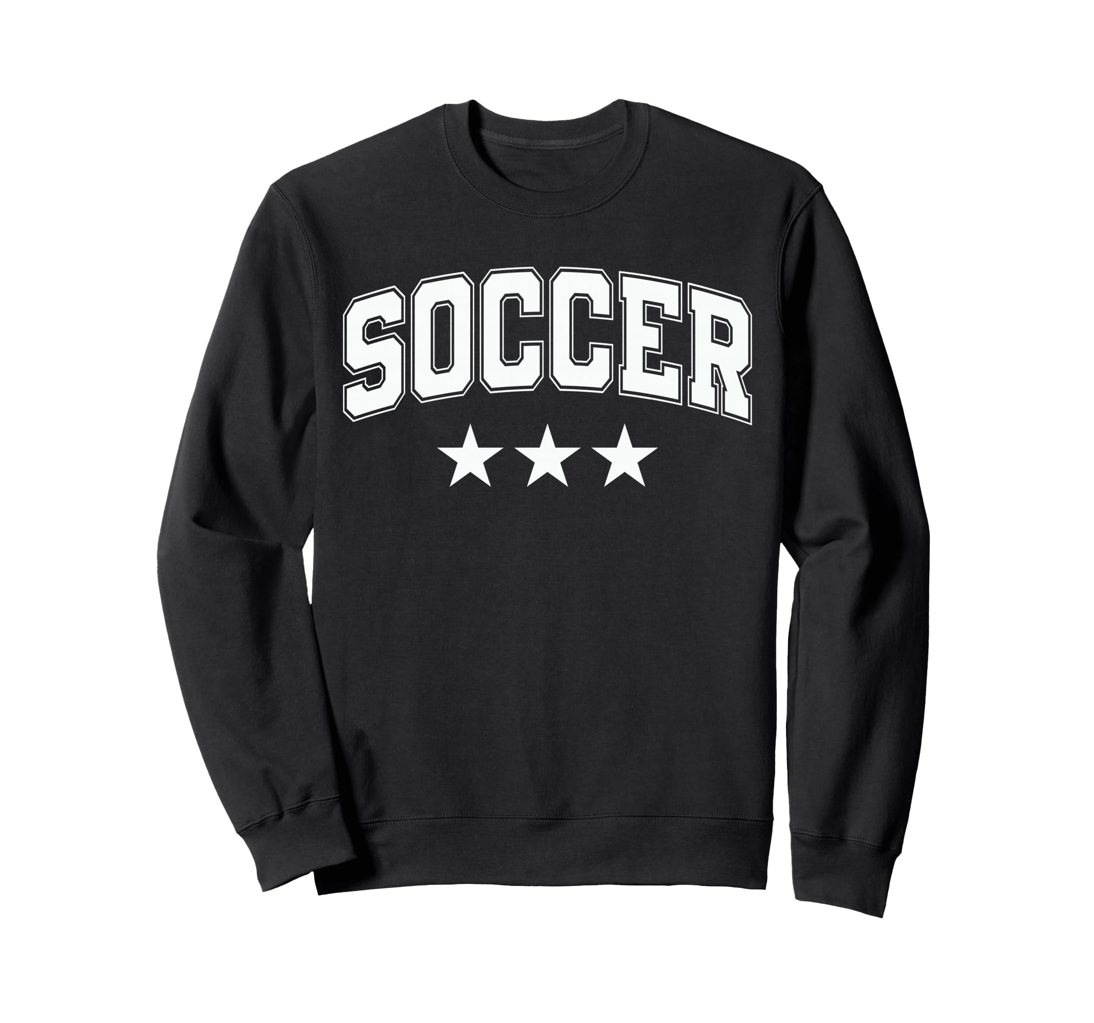 Soccer All White Stars Text Sweatshirt - Minimalist Print Unisex