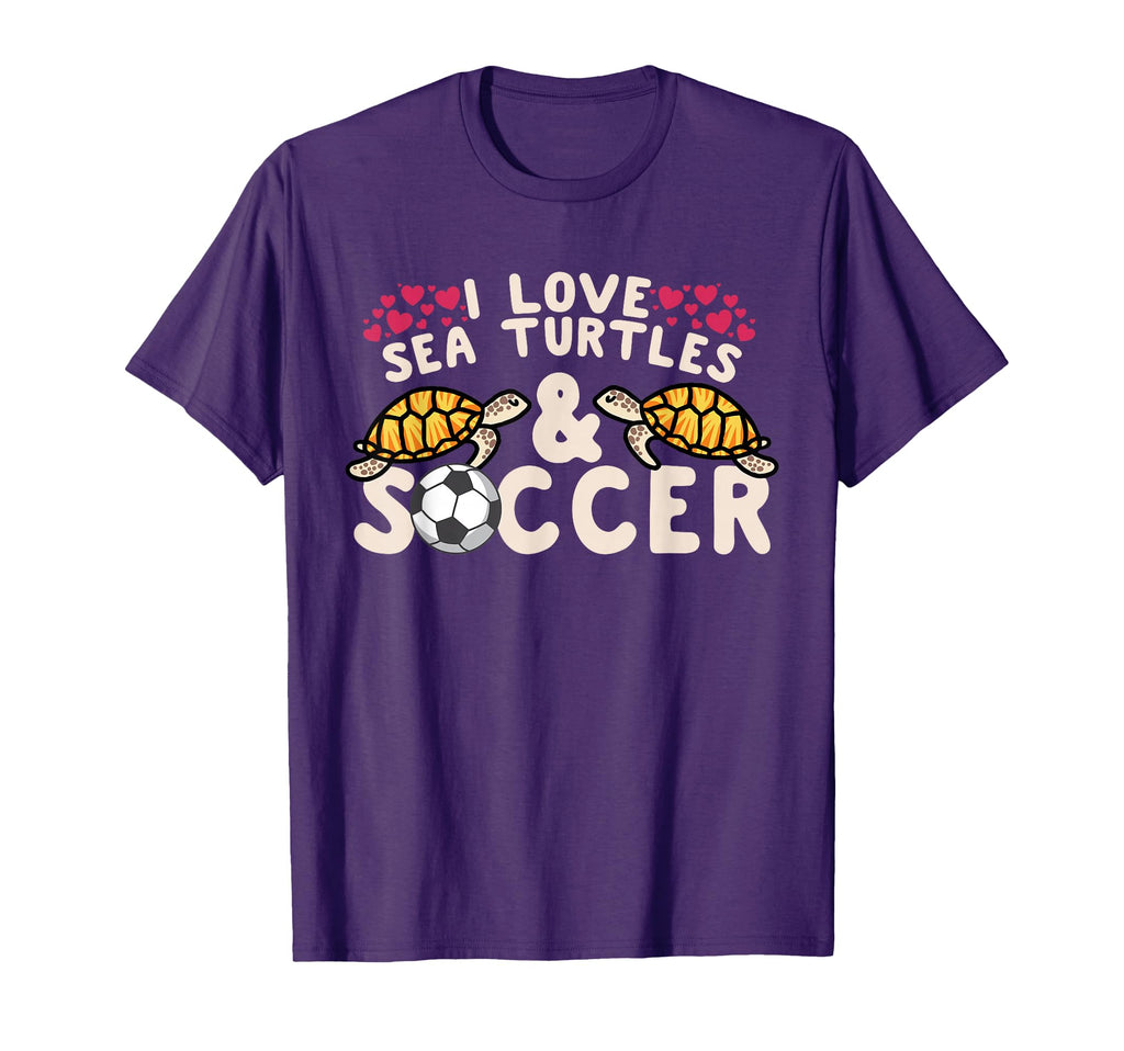 I Love Sea Turtles And Soccer Sports T-Shirt - Trendy Graphic for Adults