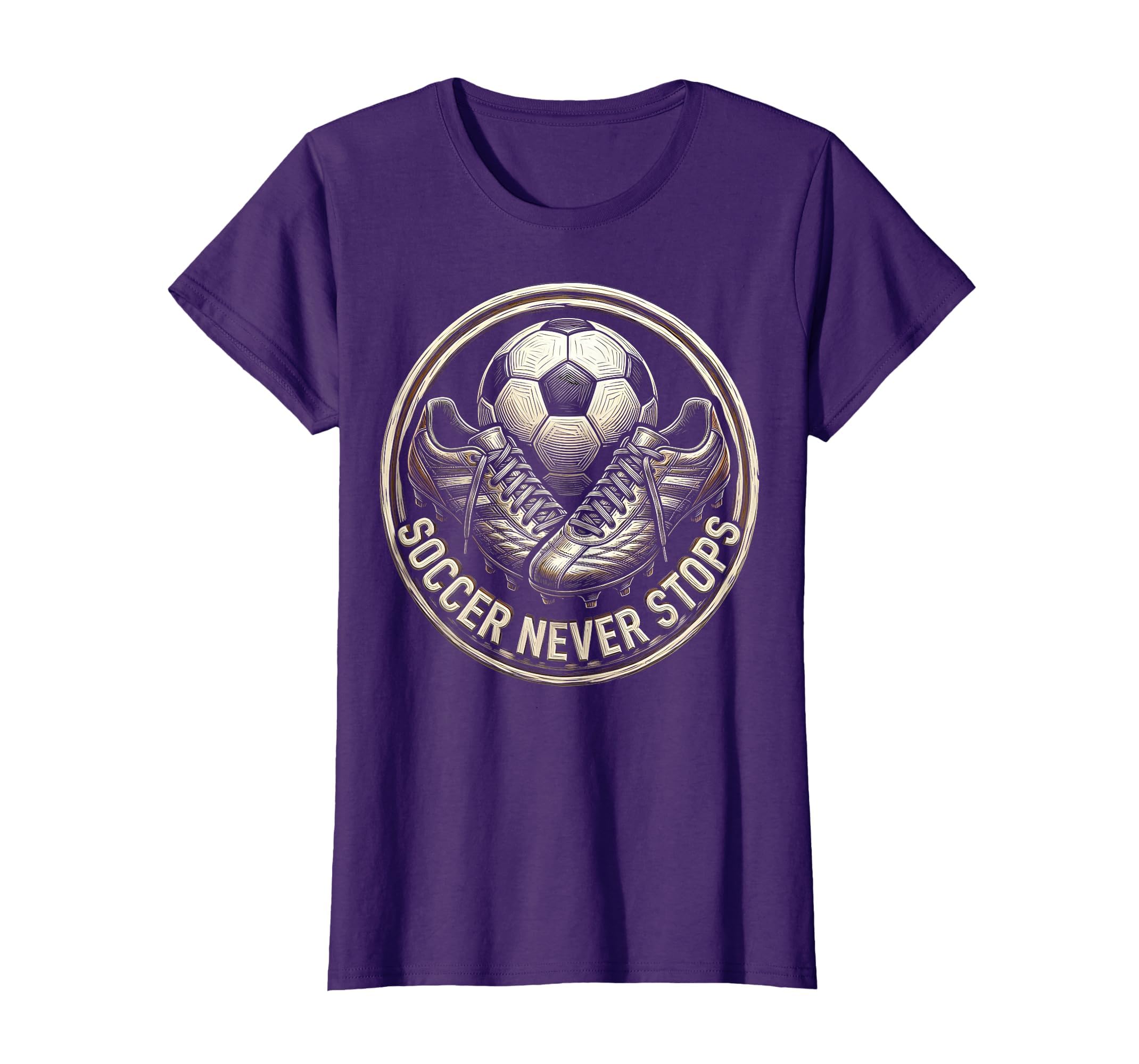 Soccer Never Stops Passionate Fan T-Shirt - Aesthetic Graphic Unisex