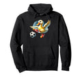 Cartoon Duck Soccer Player Kicking Ball Hoodie - Unique Graphic Men Women