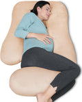 MOON PARK Pregnancy Pillows for Sleeping - U Shaped Full Body Maternity Pillow with Removable Cover - Support for Back, Legs, Belly, HIPS - 57 Inch Pregnancy Pillow for Women - Brown