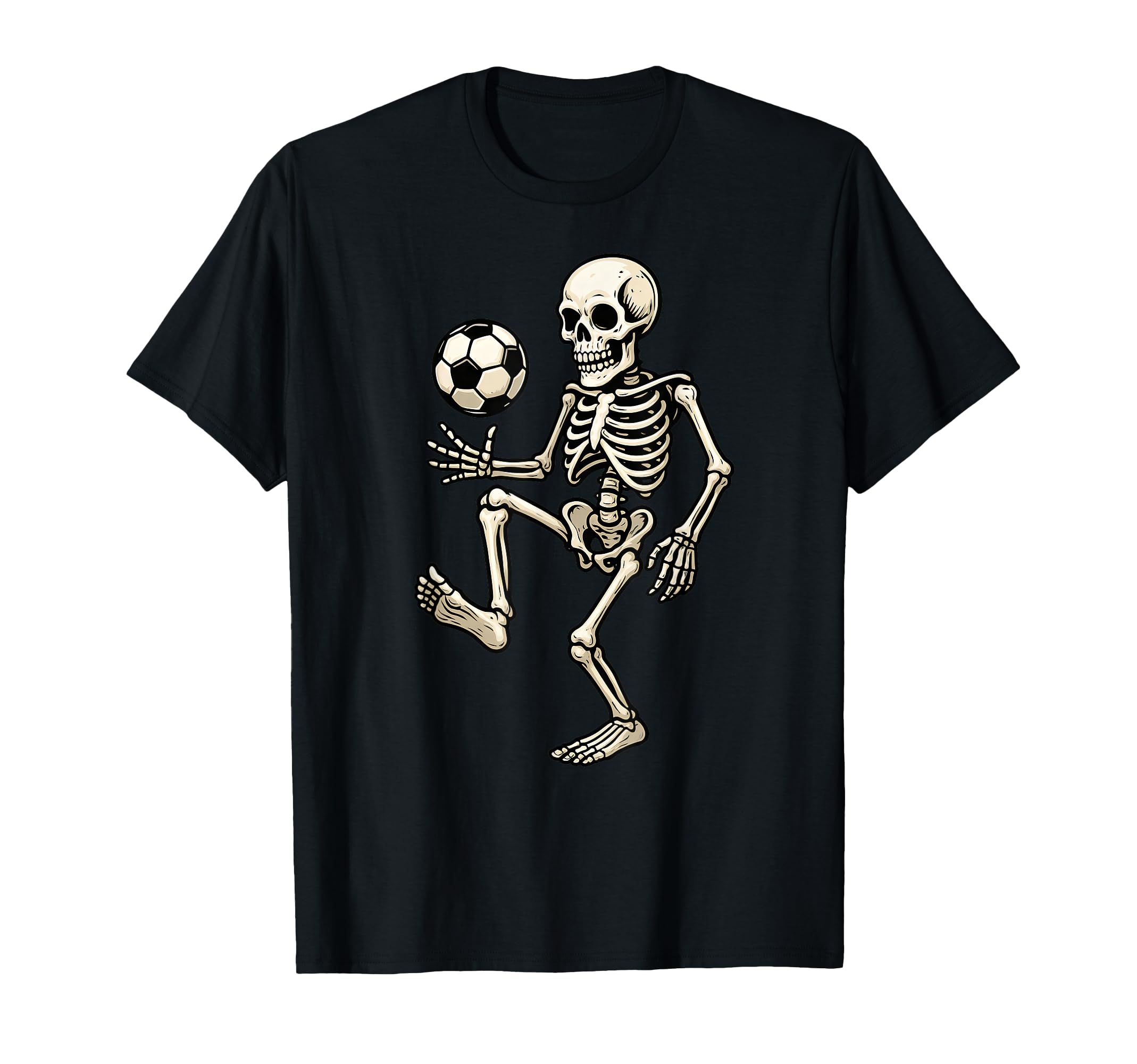 Skeleton Soccer Player Spooky T-Shirt - Trendy Graphic for Adults