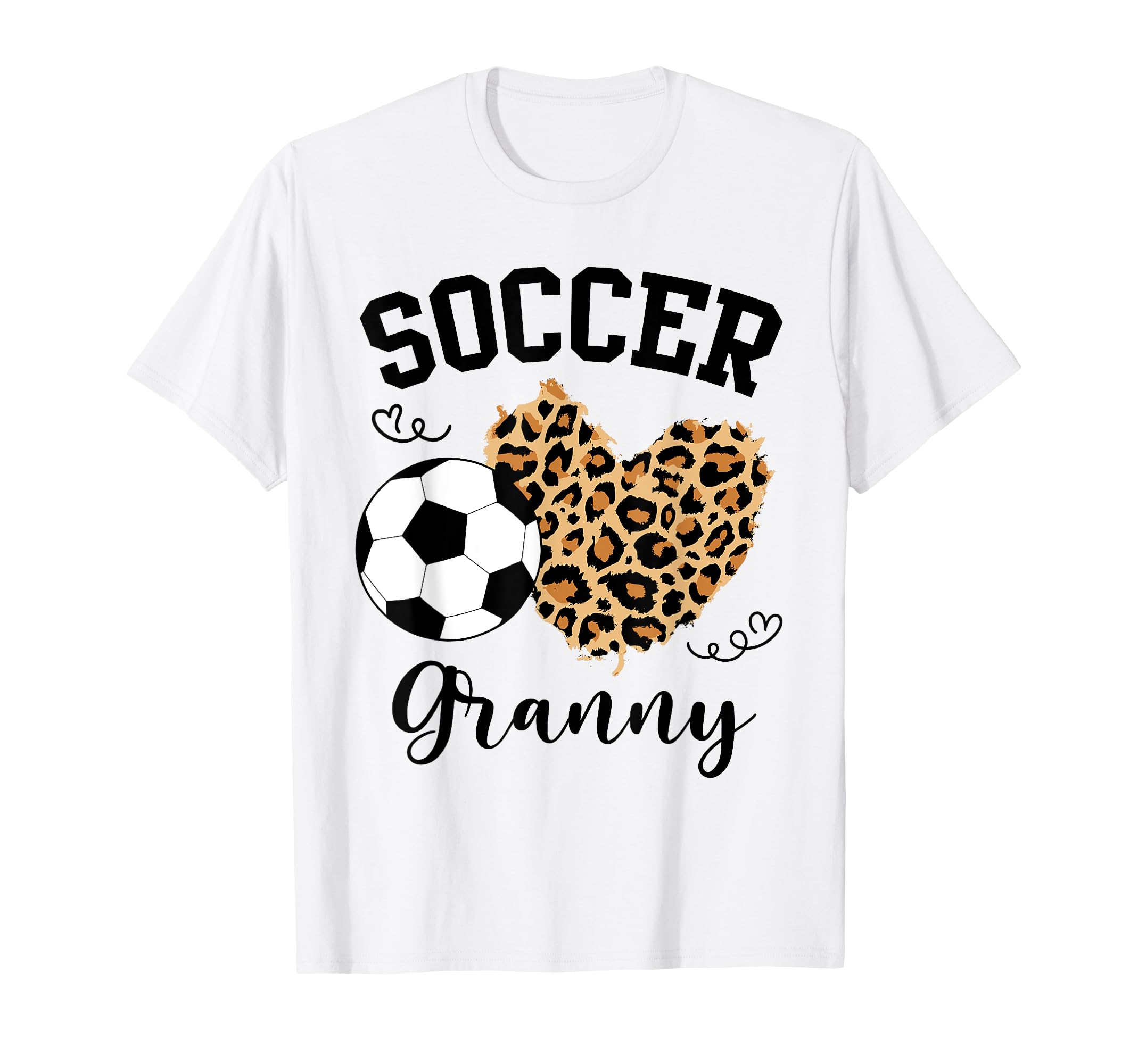 Soccer Granny Heart Leopard Granny T-Shirt - Fun Novelty Design Unisex