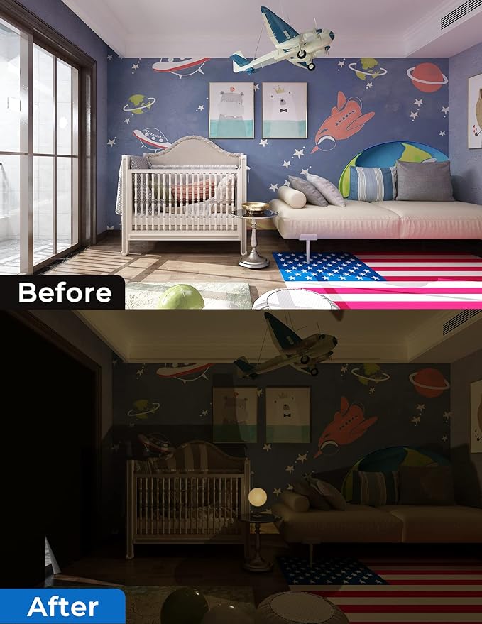 Sumobaby Blackout Curtains for Bedroom Portable 132”x59”Black Out Window Cover with Heat-Resistant Hook&Loop Tape,100%Blackout Shades,NoDrill Blinds for Windows DIY Cut Fit for Nursery&Dorm Room,Black