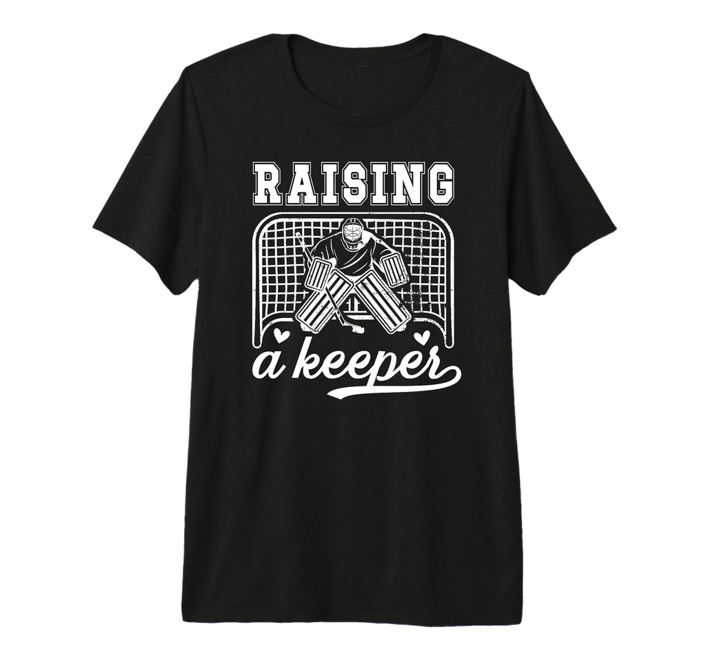 Raising Hockey Keeper Mom Ice Hockey T-Shirt - Minimalist Print for Adults