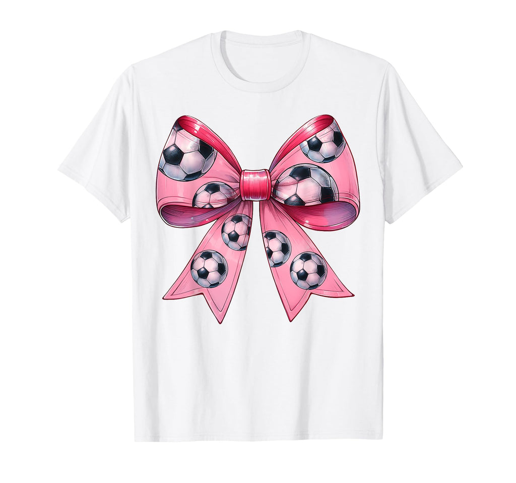 Coquette Bow Soccer Ball Pattern T-Shirt - Fun Novelty Design Unisex
