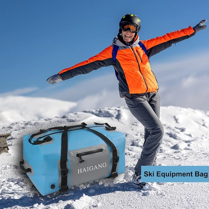 110L Waterproof Duffel Bag Travel Dry Bag, Large Capacity, Adjustable Thickened Straps and Handles, Zip Closure, Air Valve, Fully Waterproof, Perfect for Boating, Rafting, Motorcycle Kayaking