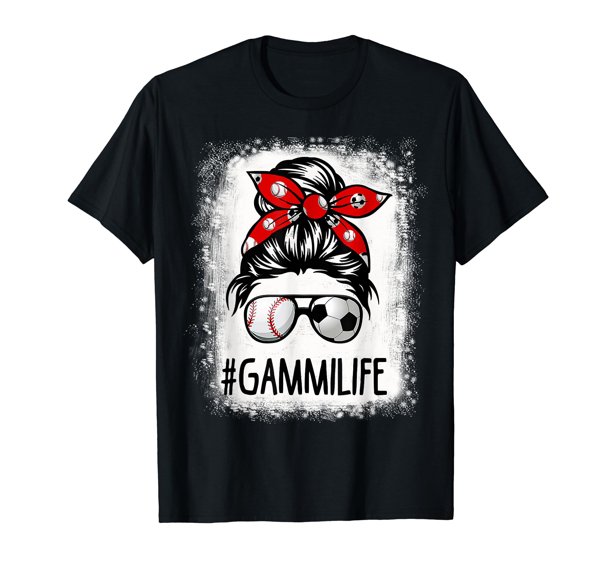 Bleached Gammi Life Soccer Messy Bun T-Shirt - Novelty Apparel Men Women