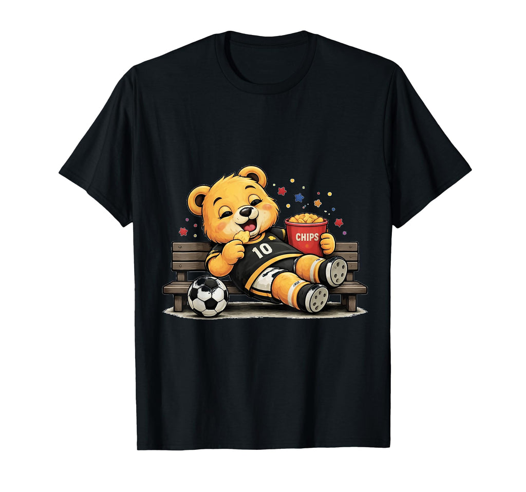 Funny Bench Mode Soccer Bear Relaxing T-Shirt - Minimalist Print Unisex