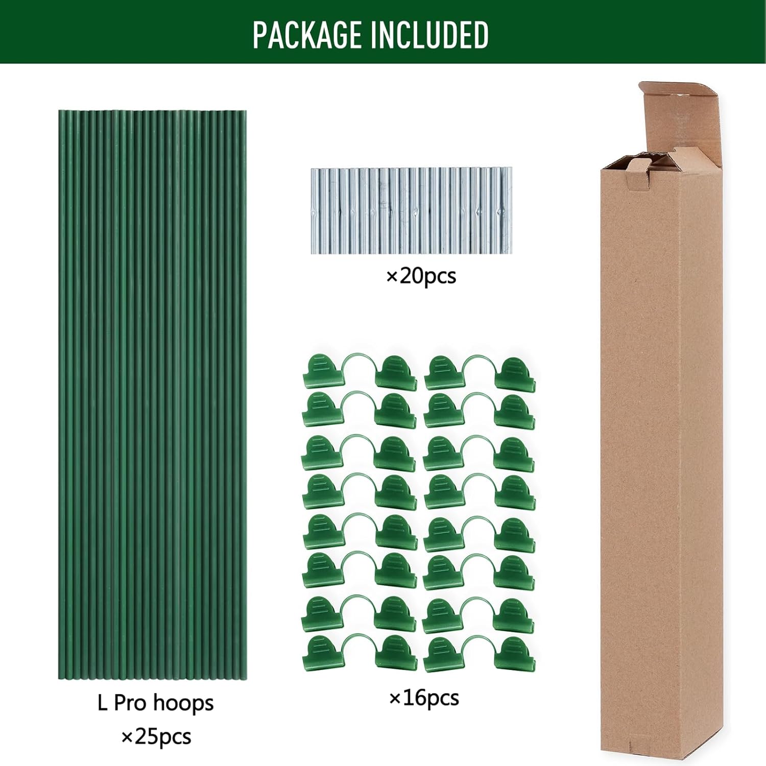 MAXPACE Greenhouse Hoops for 2.7ft or Wider Grow Tunnel, Rust-Free Fiberglass Support Hoops Frame for Garden Fabric, DIY Plant Support Garden Stakes, Gardening Supplies, 25pcs