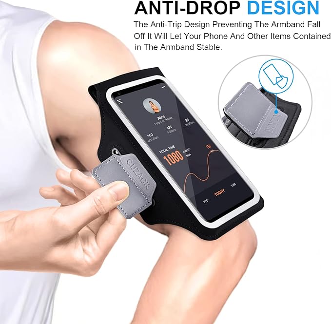 GUZACK Running Armband for iPhone 16 Pro 15 14 13 12 11 Pro Max/Plus/XR/XS, Galaxy S25/S24/S23/S22, with Card Slot & Key Pockets, Sports Arm Bands Cell Phone Holder Fit Up to 6.9 Inches Phone