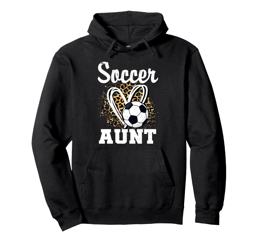 Soccer Aunt Leopard Heart Hoodie - Trendy Graphic for Adults
