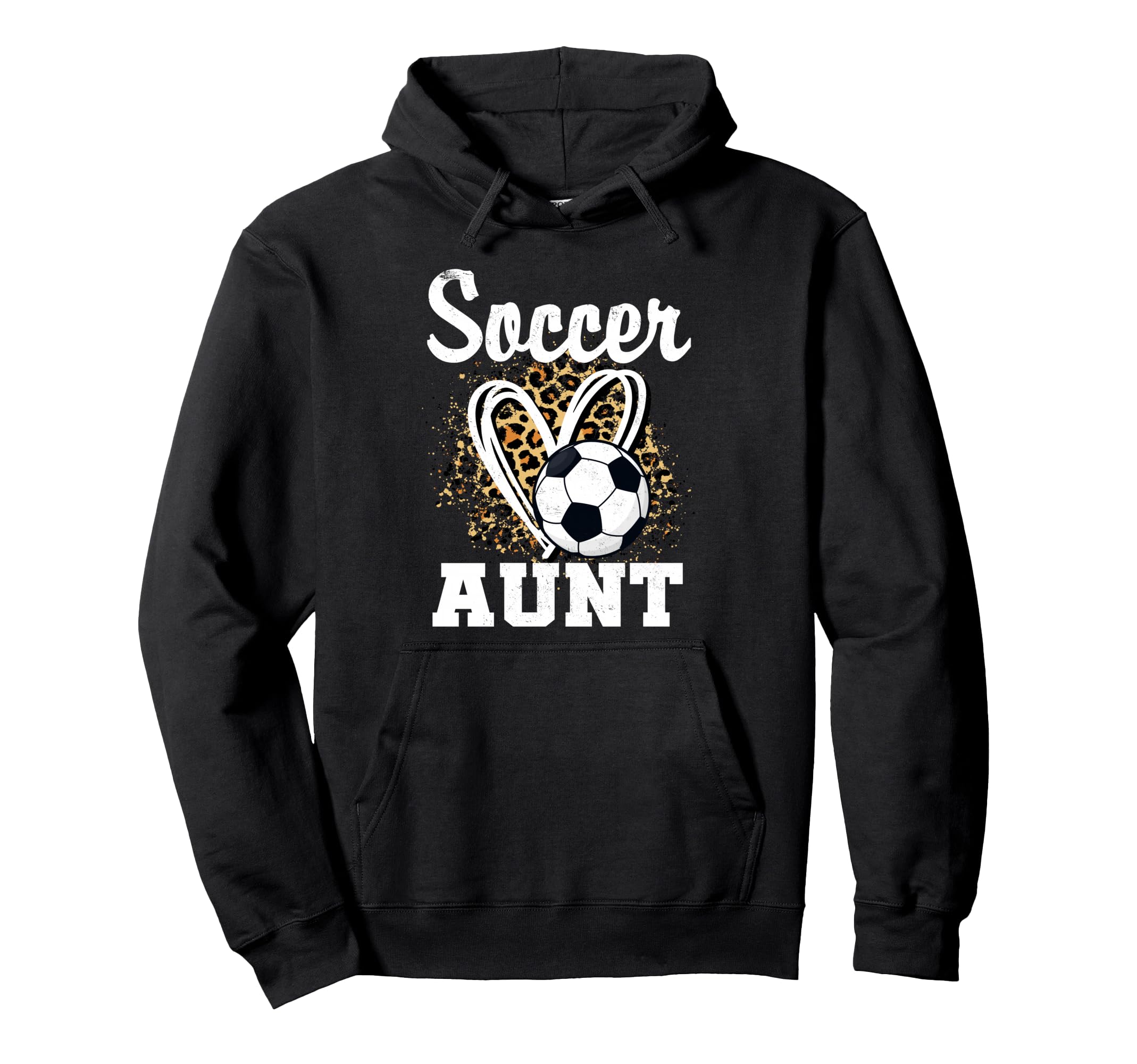 Soccer Aunt Leopard Heart Hoodie - Trendy Graphic for Adults