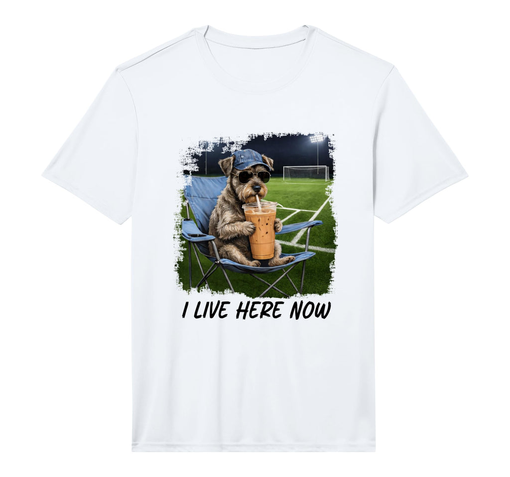 Soccer Dad I Live Here Now Soccer Mom T-Shirt - Fun Novelty Design Unisex