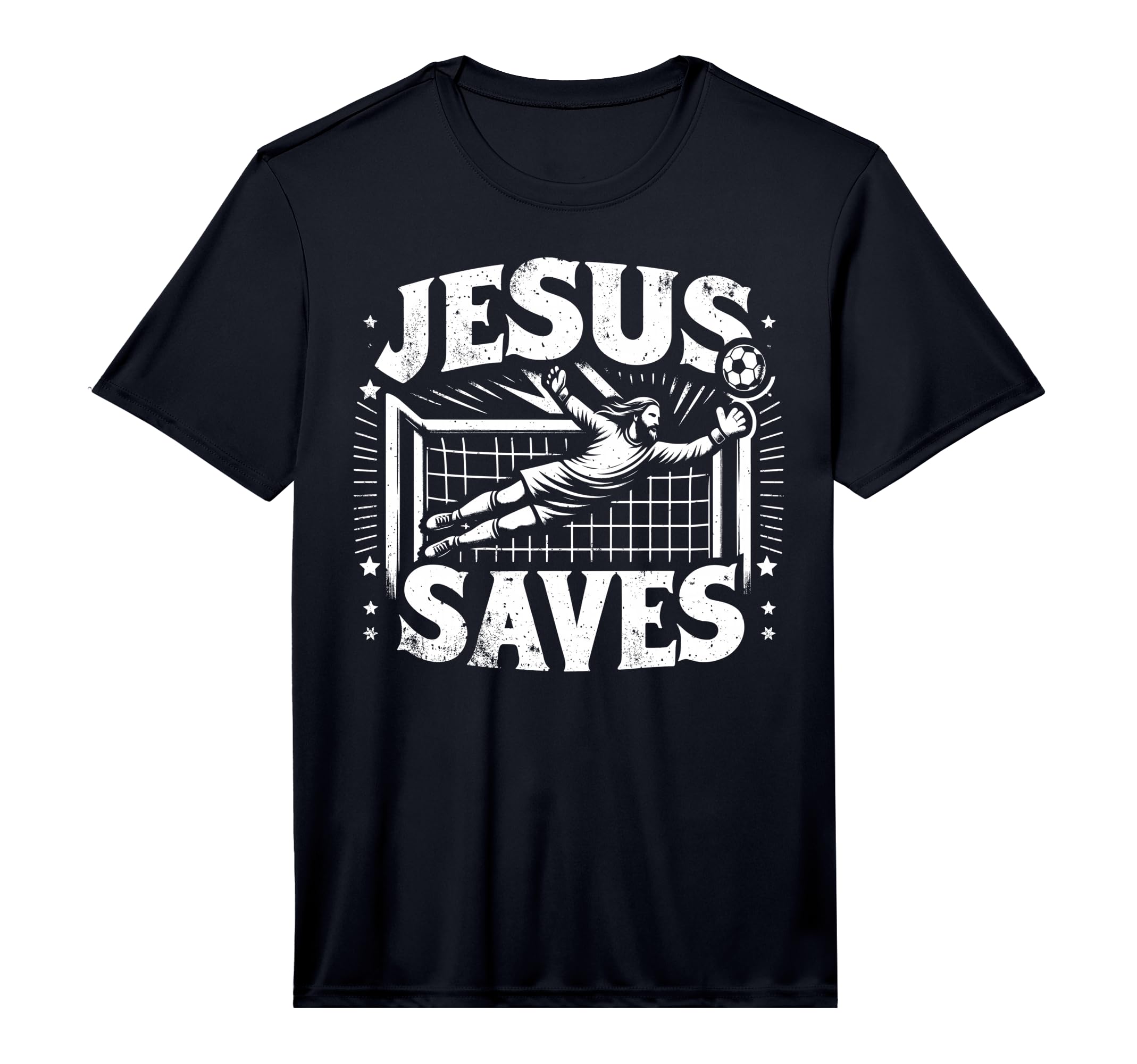 Jesus Rescues Football Goalkeeper T-Shirt - Graphic Print Men Women