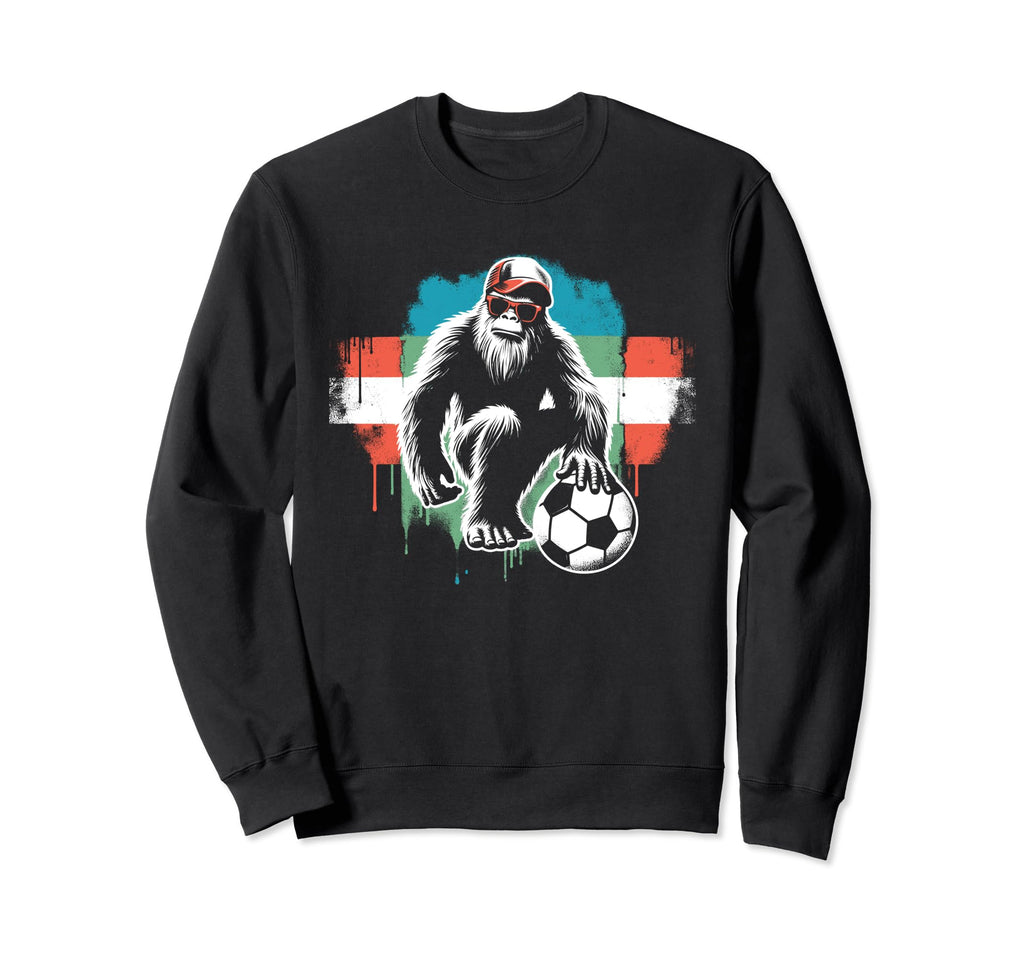 Bigfoot Soccer Player Funny Sweatshirt - Casual Everyday Wear for Adults