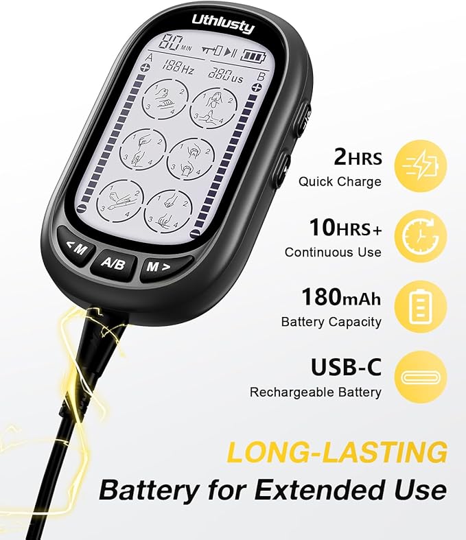 TENS Unit Muscle Stimulator for Pain Relief Therapy – 24 Modes TENS Machine & EMS Massager, Period Simulator Machine for Men & Women, Portable Muscle Stimulator for Back, Shoulder, and Neck Pain