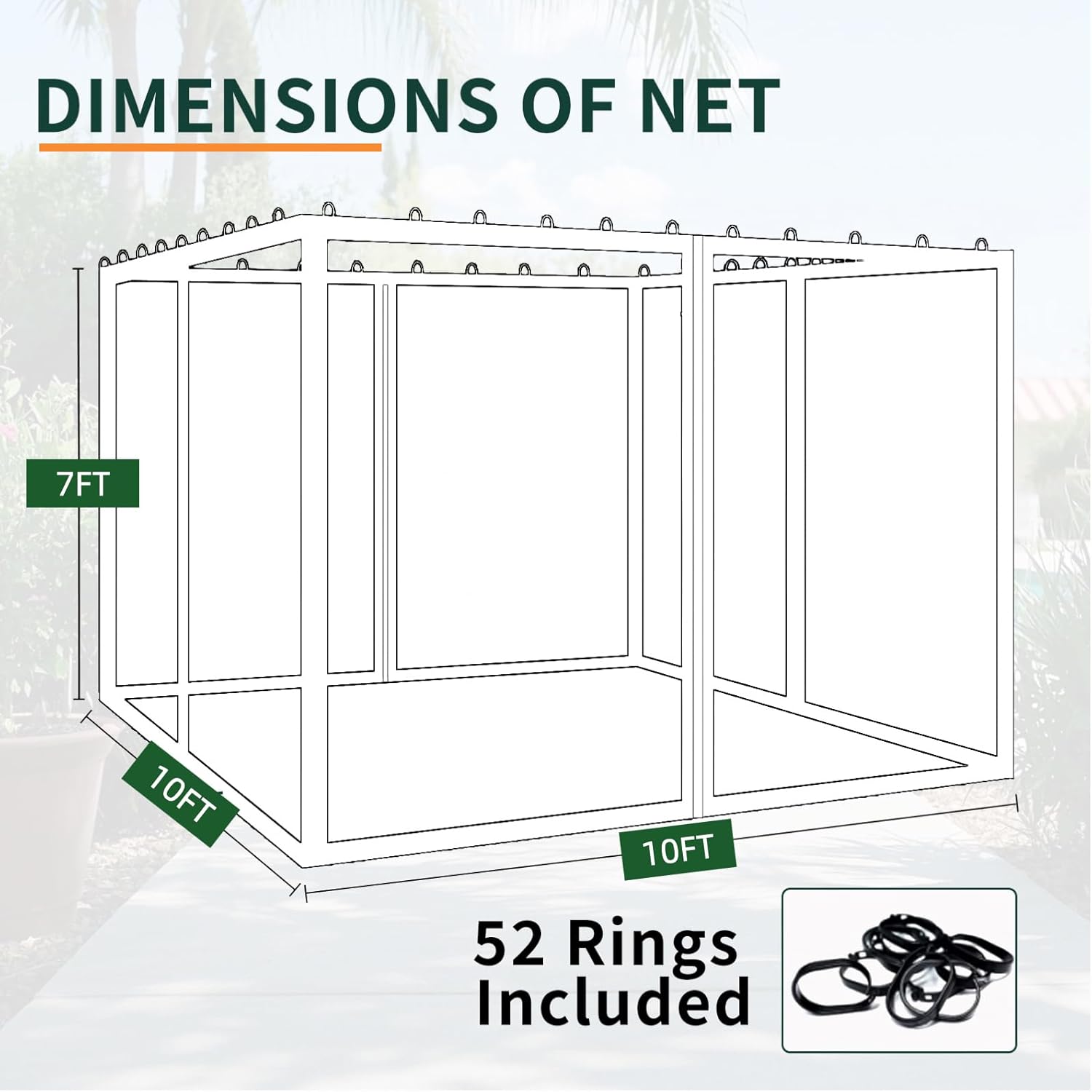 Replacement Gazebo Mosquito Netting 10' x 10',Universal Netting for Canopy Tent,4-Panel with Zipper for Outdoor Patio,Backyard (Mosquito Net Only,Brown)