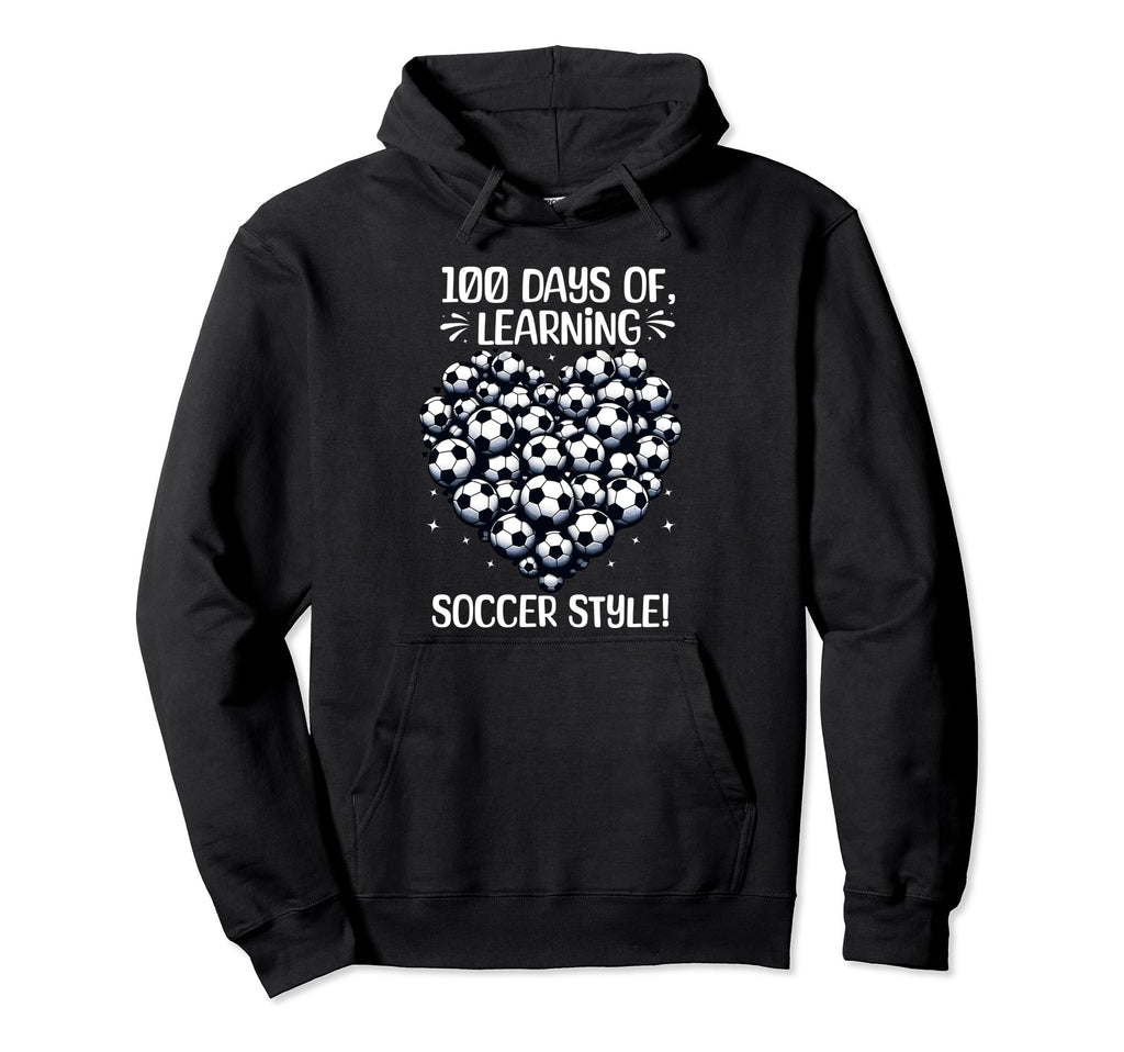 100 Days School Soccer Heart Love Hoodie - Minimalist Print for Adults
