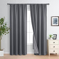 XWZO 100% Blackout Curtain Panels - Rod Pocket Thermal Insulated Black Liner, Noise Reducing and Heat Blocking Drapes for Hall and Studio Windows with Tiebacks, Dark Grey, W60 x L84, Set of 2