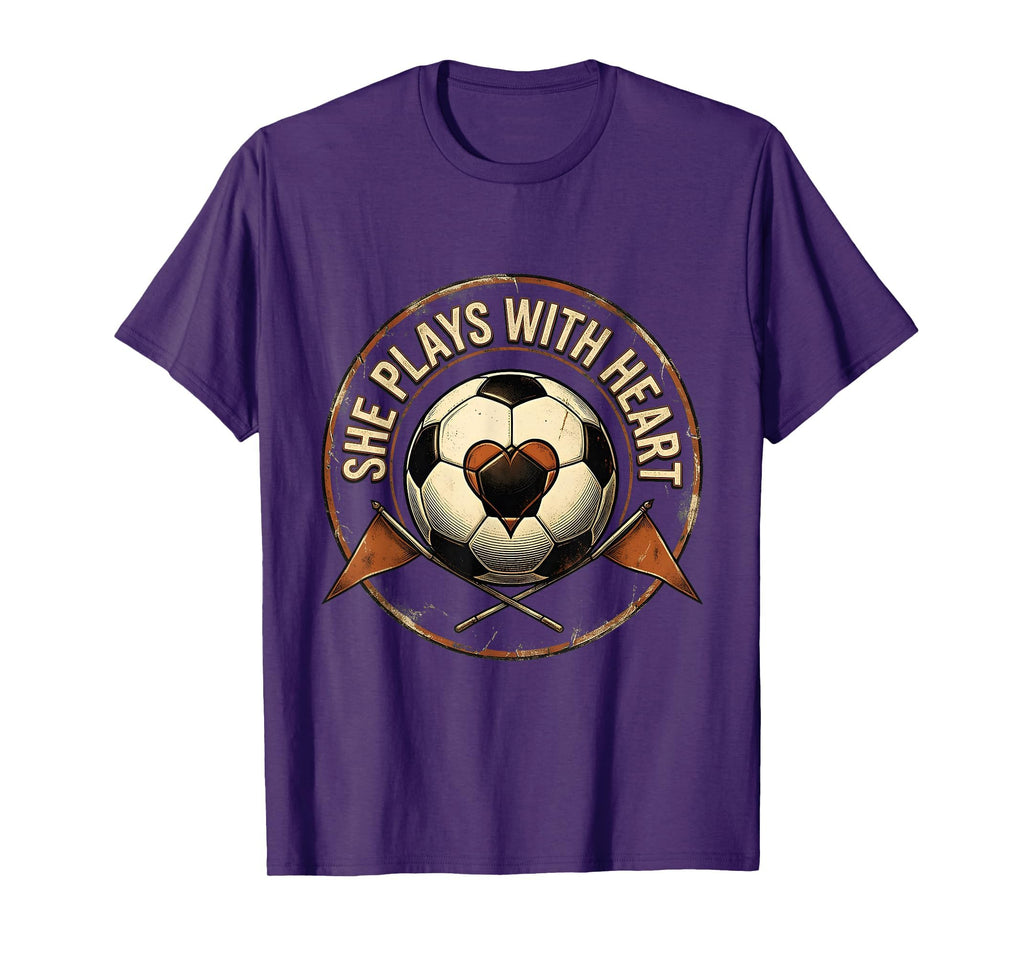 She Plays Heart Soccer T-Shirt - Graphic Print for Adults