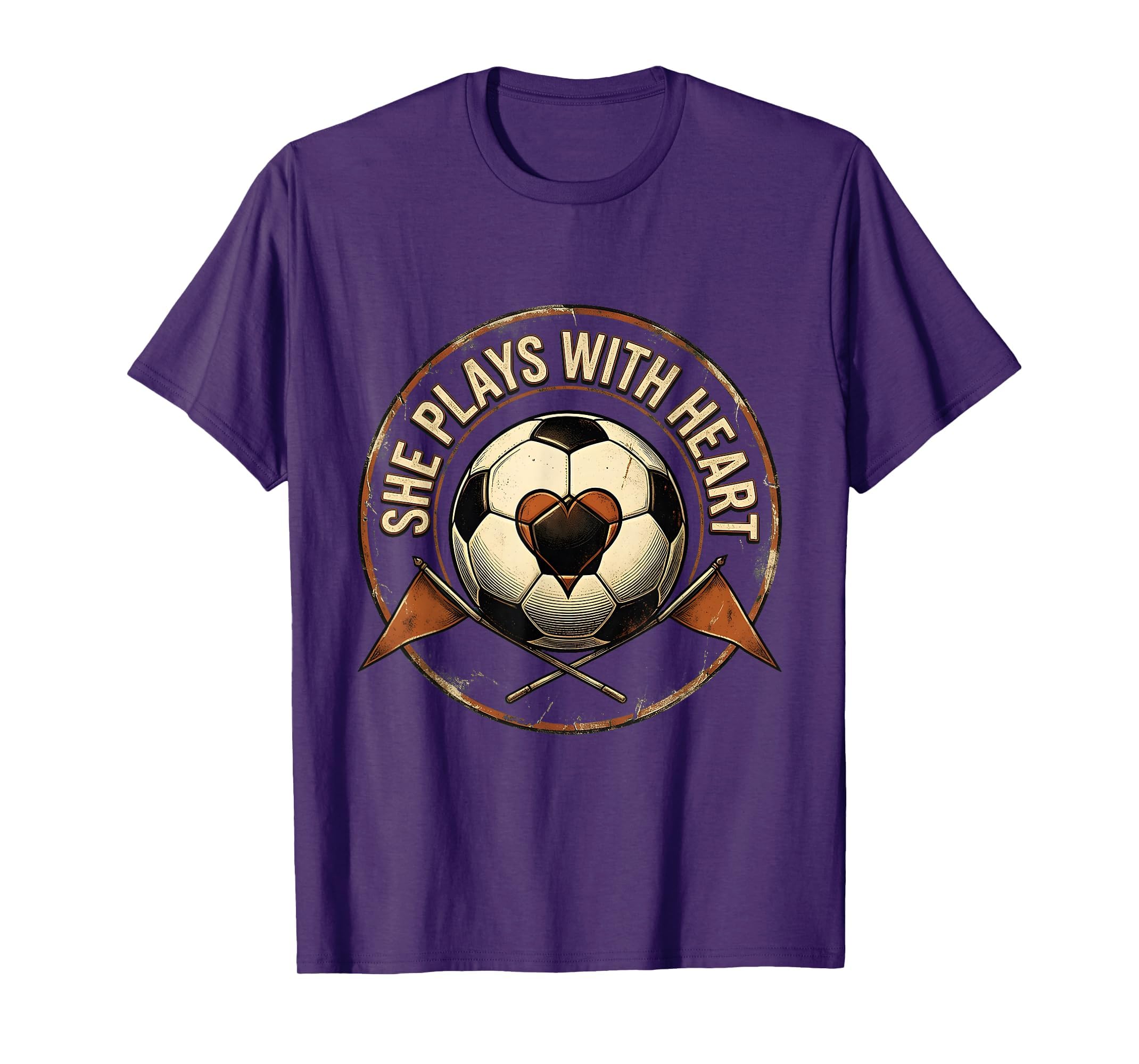 She Plays Heart Soccer T-Shirt - Graphic Print for Adults