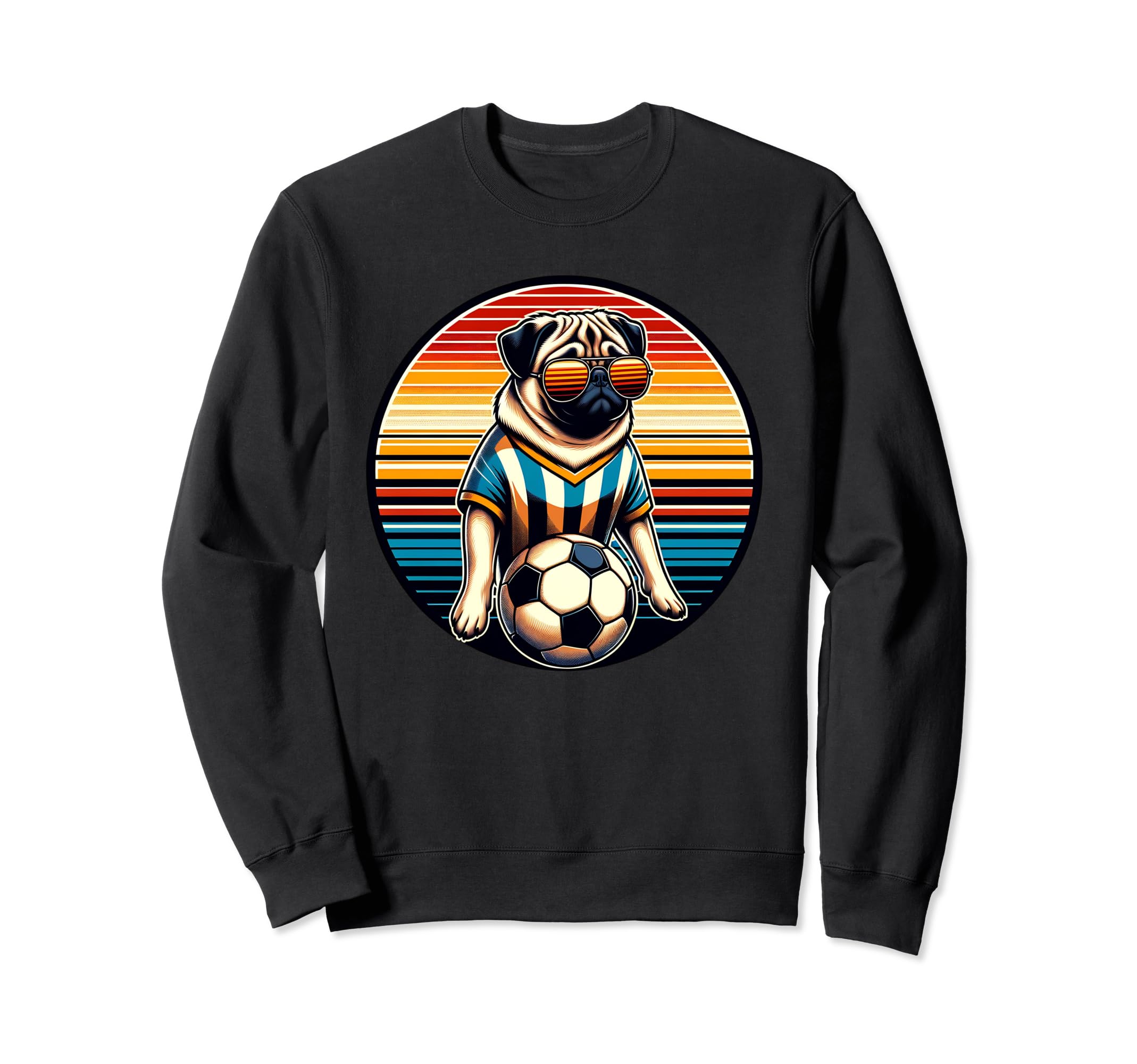 Pug Dog Soccer Player Champion Fan Sweatshirt - Unique Graphic Men Women