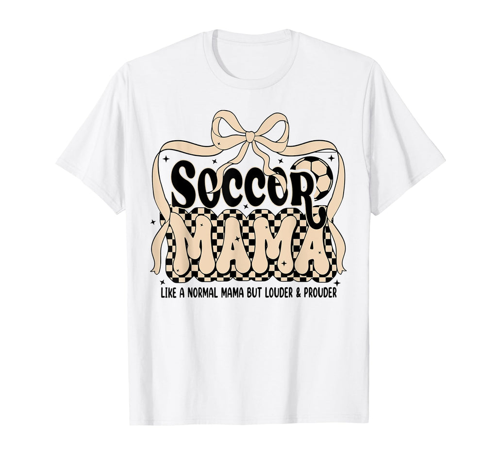 Soccer Mama Coquette Checkered Mom T-Shirt - Trendy Graphic for Adults
