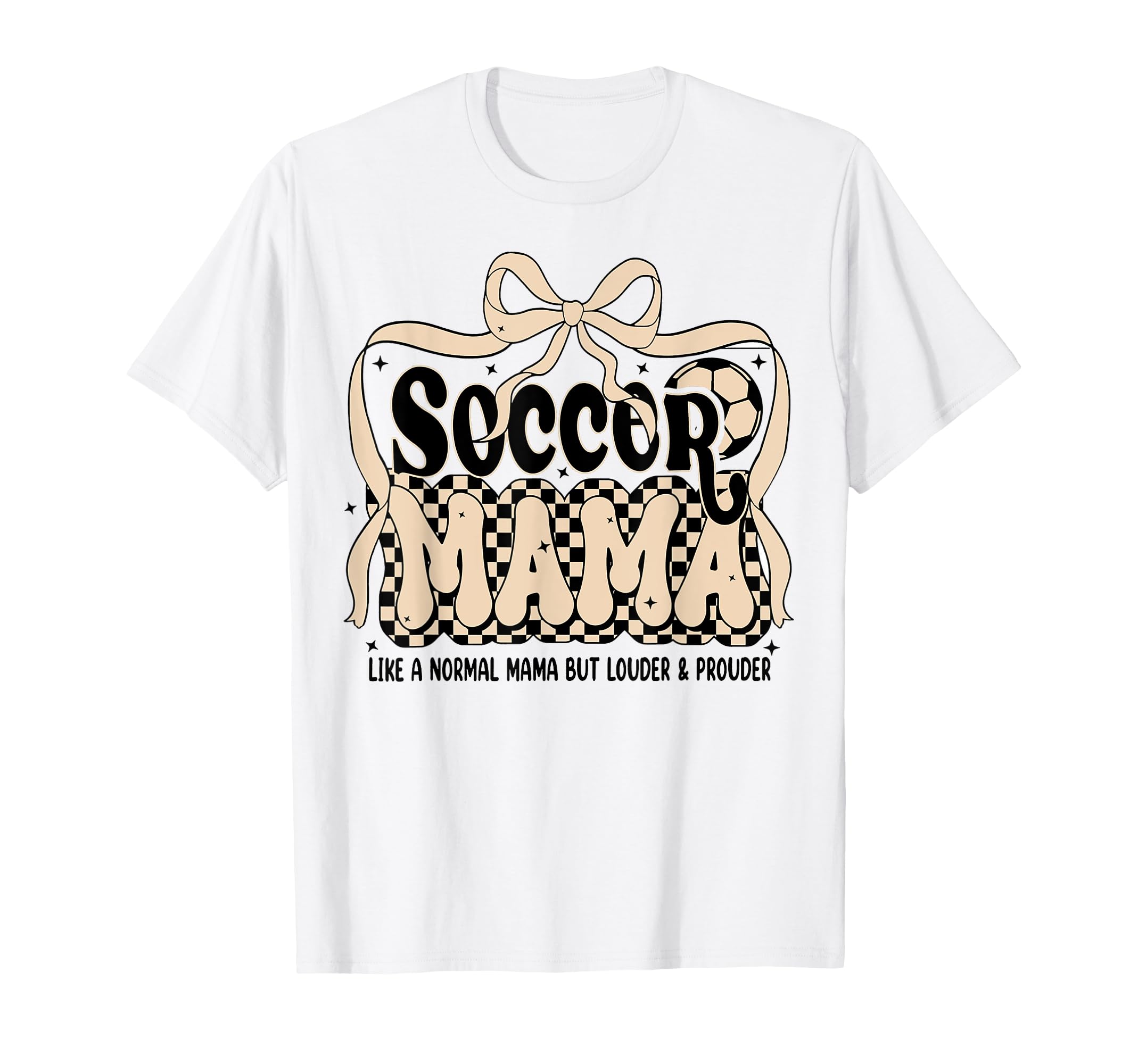 Soccer Mama Coquette Checkered Mom T-Shirt - Trendy Graphic for Adults