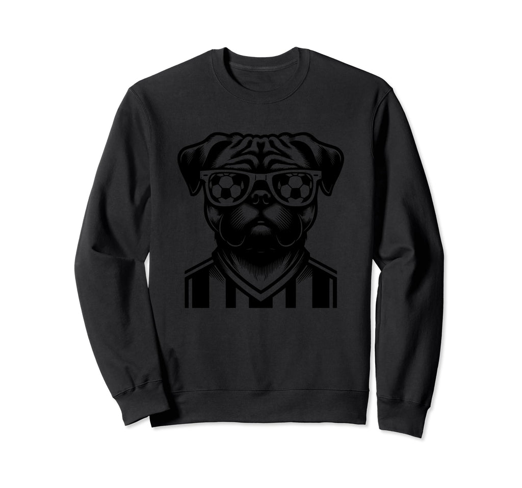Black Silhouette Pug Dog Soccer Sweatshirt - Streetwear Style Men Women