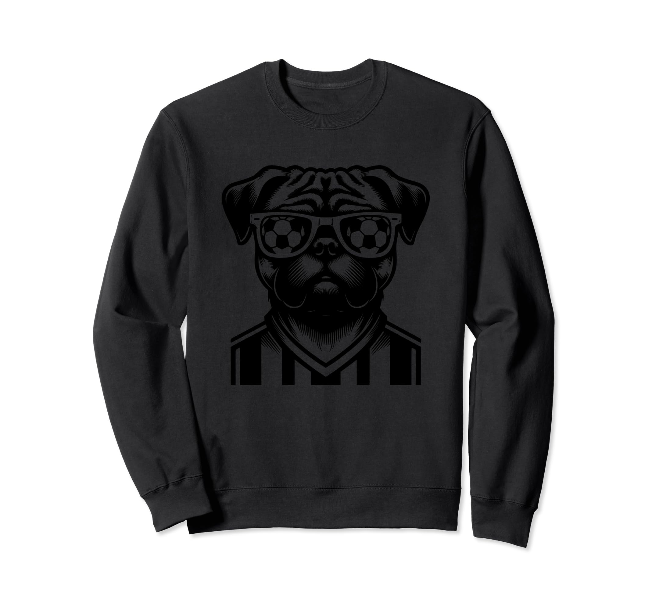 Black Silhouette Pug Dog Soccer Sweatshirt - Streetwear Style Men Women