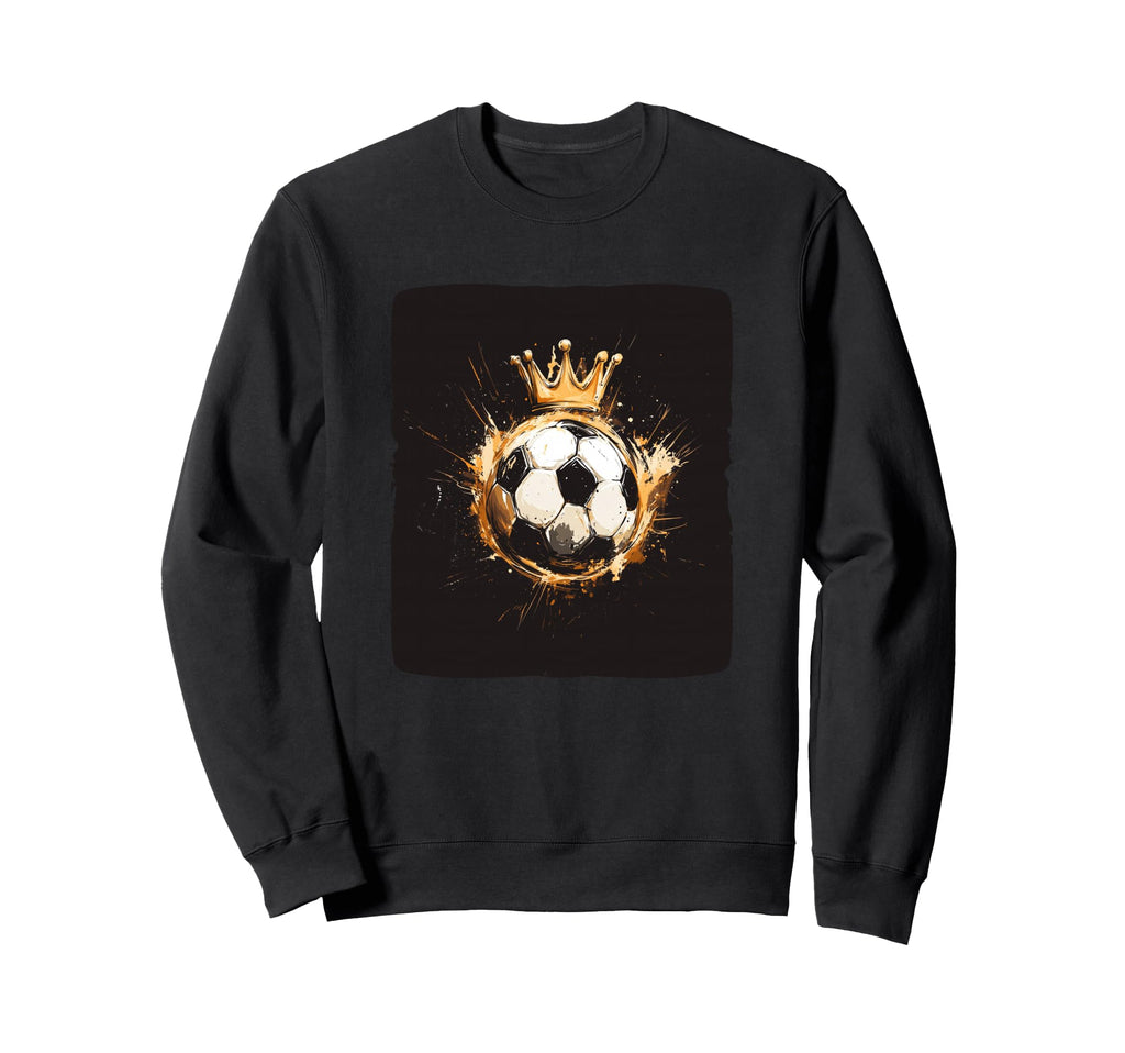 Nice Soccer Ball Golden Crown And Sweatshirt - Casual Everyday Wear Unisex