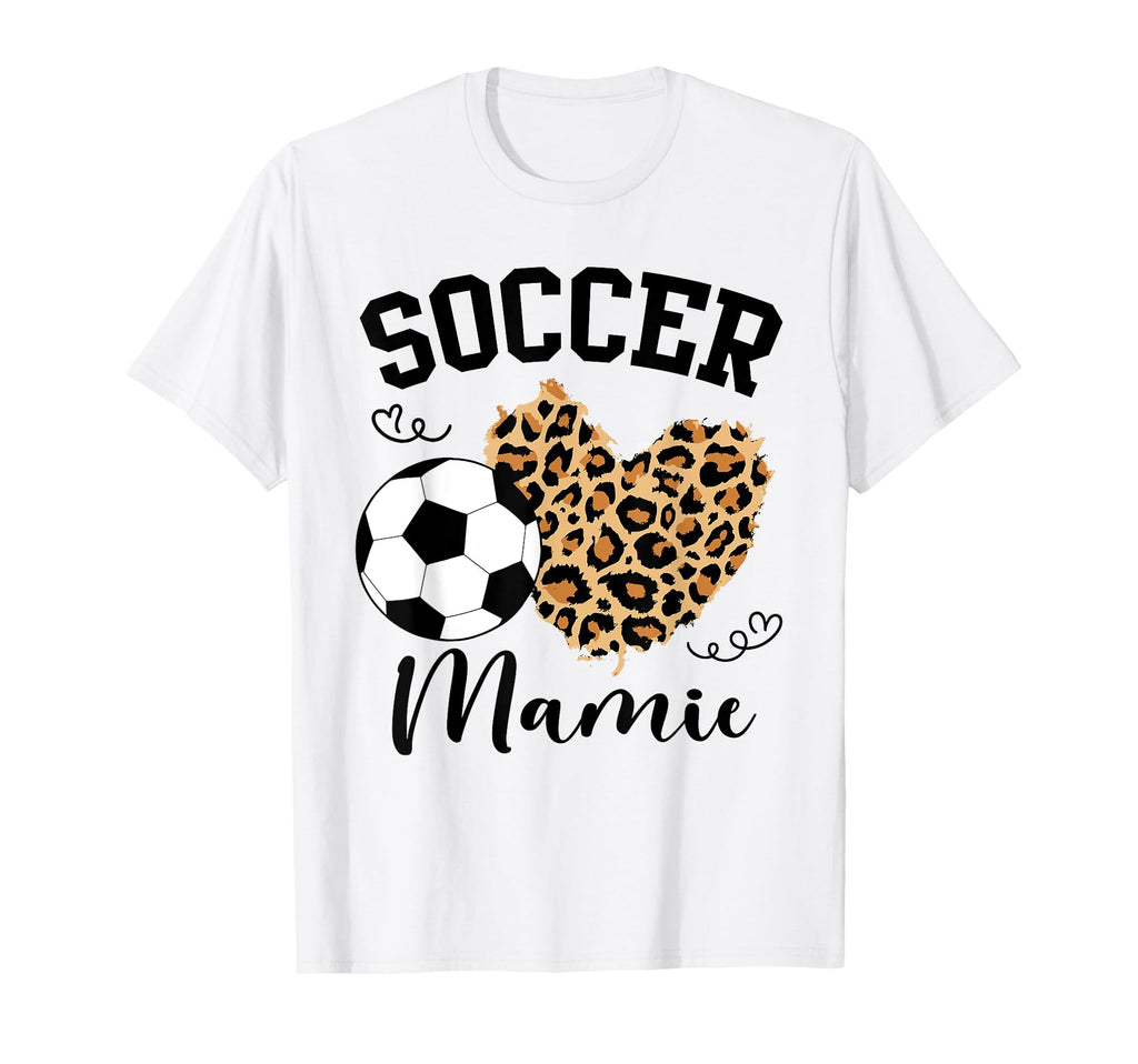 Soccer Mamie Heart Leopard Mamie T-Shirt - Novelty Apparel for Adults