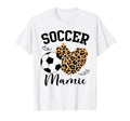 Soccer Mamie Heart Leopard Mamie T-Shirt - Novelty Apparel for Adults