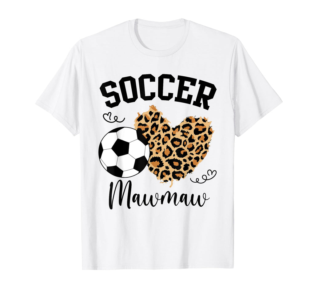 Soccer Mawmaw Heart Leopard Mawmaw Family T-Shirt - Graphic Print Men Women