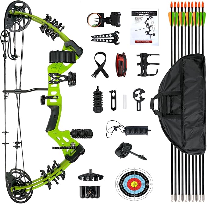 Youth Compound Bow Set 15-45 Lbs for Teens and Beginner, Package with Archery Hunting Equipment, Max Speed 260fps, Adjustable, Right Hand