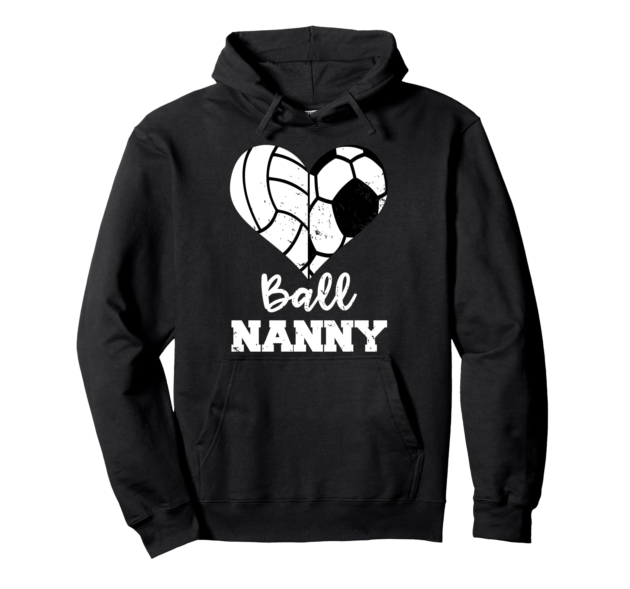 Ball Nanny Heart Funny Soccer Hoodie - Fun Novelty Design for Adults