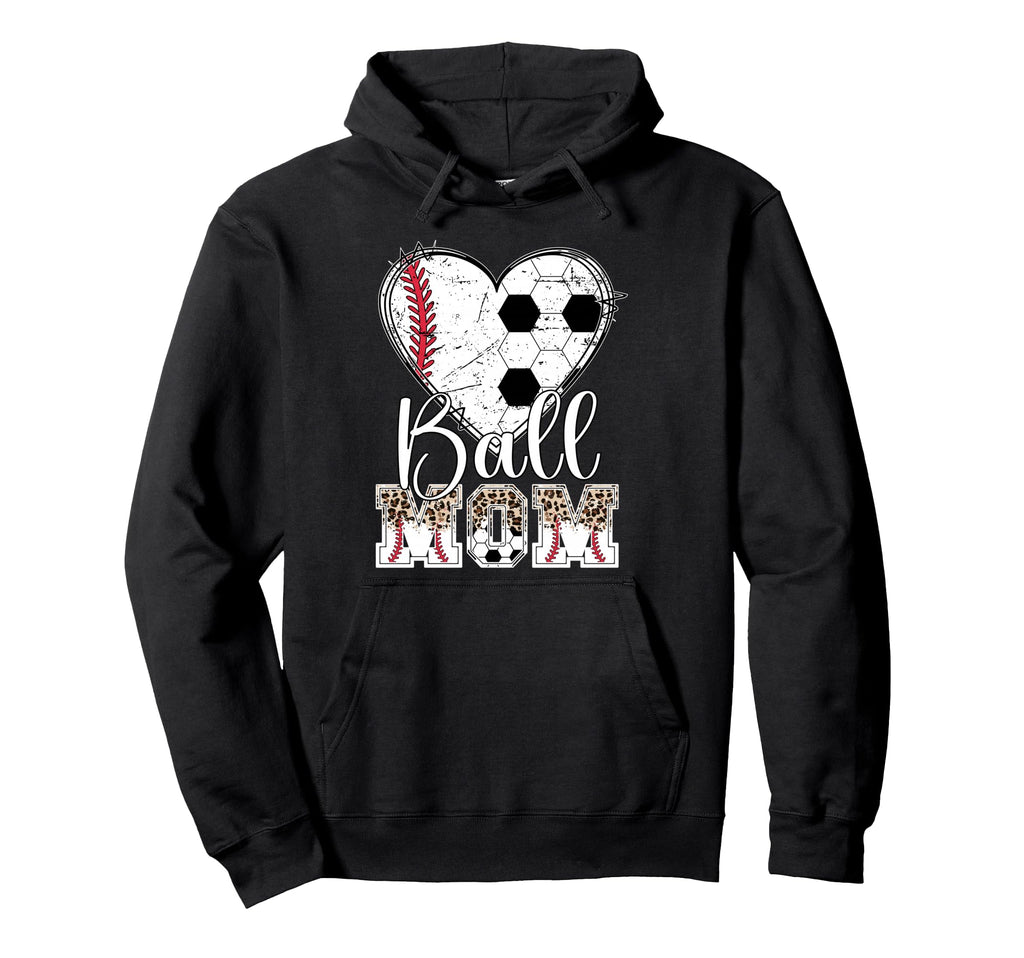 Ball Mom Heart Soccer Baseball Mom Hoodie - Graphic Print Men Women