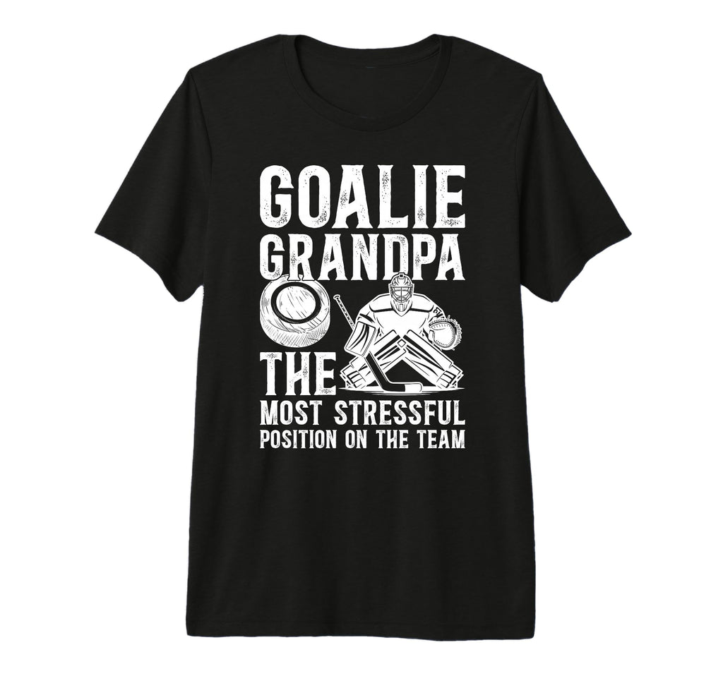 Mens Funny Hockey Goalie Grandpa T-Shirt - Minimalist Print for Adults