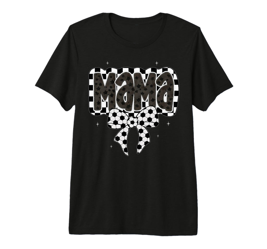 Soccer Mama Coquette Checkered Bow T-Shirt - Trendy Graphic Men Women