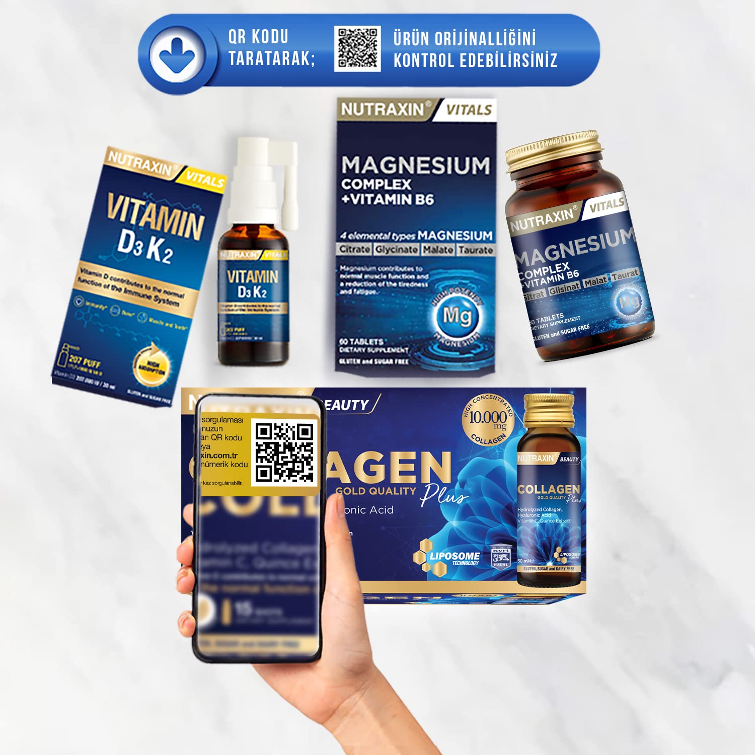 Nutraxin Magnesium Complex 60 Tablet - Comprehensive Magnesium Supplement with Vitamin B6