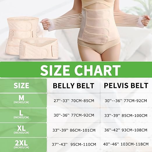 2 in 1 Postpartum Belly Band Wrap Beige, C-Section Support Belt Large, Post Partum Support Recovery Waist/Pelvis Belt, Hysterectomy Belly Band Binder Girdle Stomach